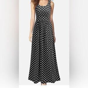 🆕WOOSEA Women Sleeveless Scoop Neck Loose Plain Long Maxi Casual Dress